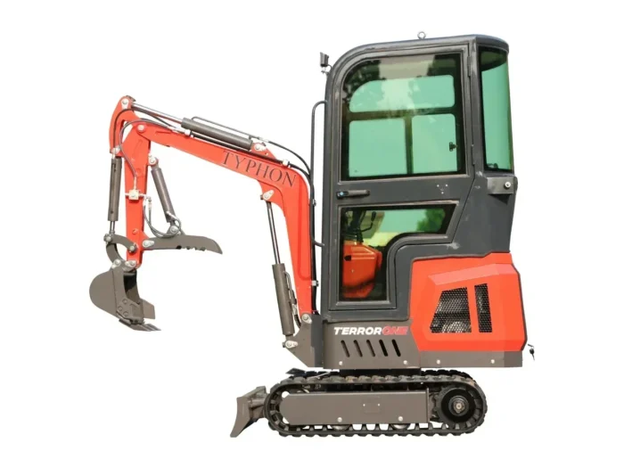 TYPHON TERROR ONE Mini Excavator – 1.1 Ton Trench Digger with Cabin, Hydraulic Thumb Clip, Hydraulic Oil Cooler, 13.5hp B&S Engine USA - Image 3