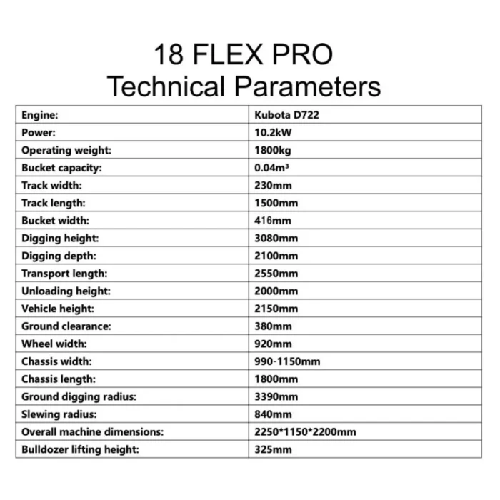 2025 TYPHON 18 FLEX PRO 1.8 Ton Mini Excavator – Powered by Kubota D722 Diesel Engine | EPA Certified USA - Image 8