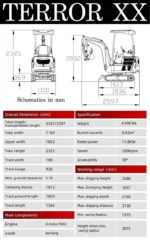 2025 TYPHON TERROR XX – 4,000 lb Mini Excavator Kubota D902 Diesel Engine | EPA Certified - Image 6