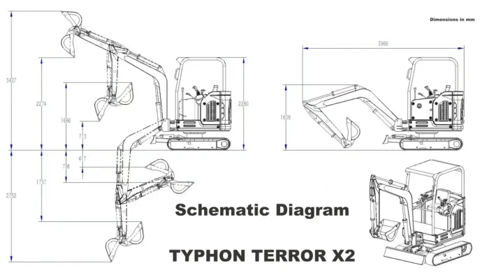 TYPHON TERROR X2 Mini Excavator 2.7 Ton EPA Diesel Perkins Engine USA - Image 10