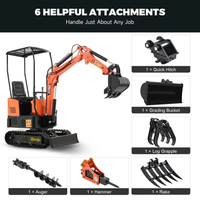NW-A1 | 13.5 HP B&S Engine Mini Excavator with 6 Attachments - Image 3
