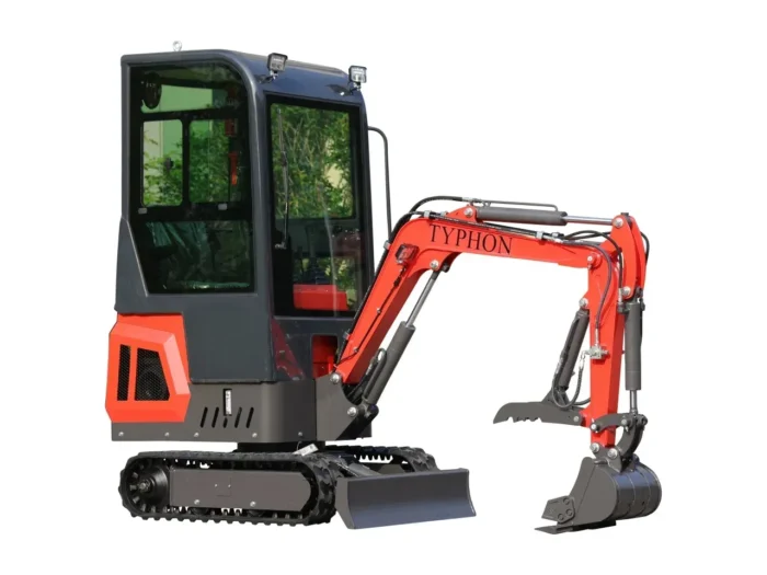 TYPHON TERROR ONE Mini Excavator – 1.1 Ton Trench Digger with Cabin, Hydraulic Thumb Clip, Hydraulic Oil Cooler, 13.5hp B&S Engine USA - Image 2