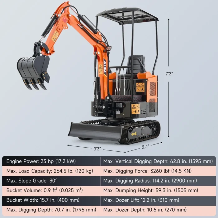 AX-16C | 23 HP 1.3 Ton B&S Engine Mini Excavator with Swing Boom - Image 2